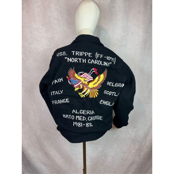 Vintage US Navy Tour Wool Jacket USS. Trippe 82 World Military NC Cyper Punk Alt - Picture 2 of 8